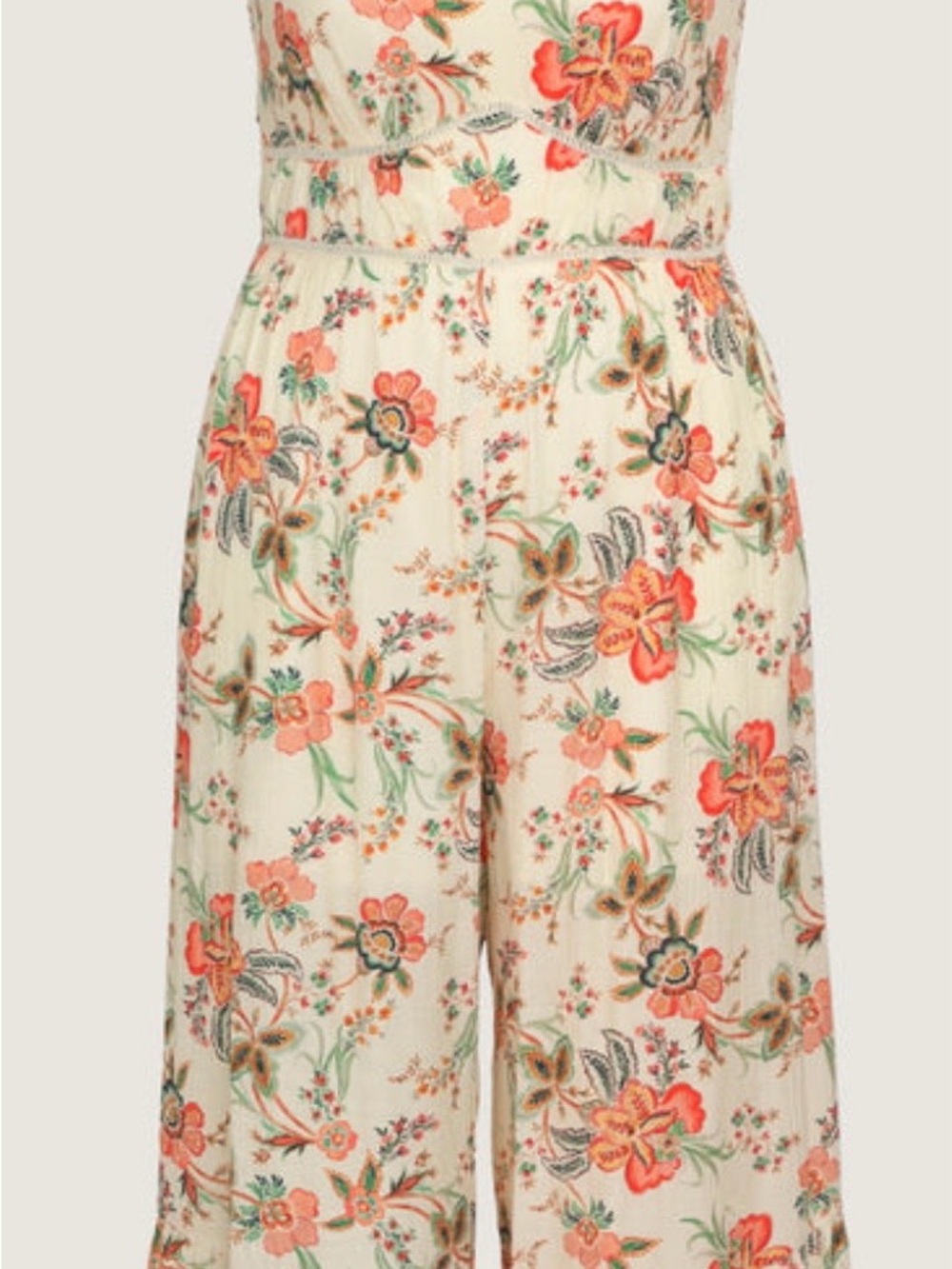 Floral Lace Trim Cinched-Waist Jumpsuit - Picture 6 of 6